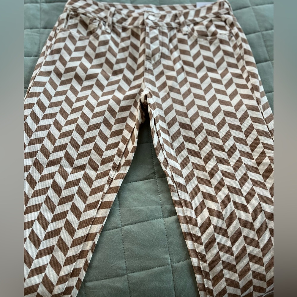 PacSun Brown and White Patterned Straight Leg Jeans - Picture 2 of 14